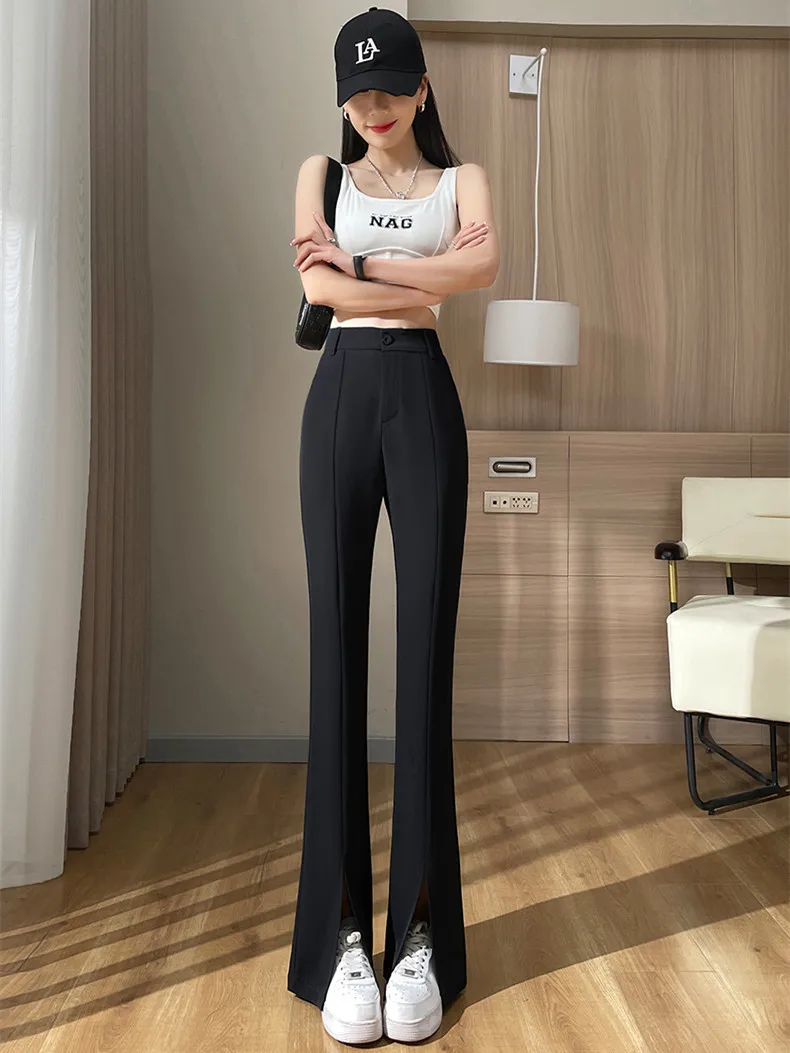 

Split Micro Flared Pants For Women Spring High Waisted Wide Leg Pants Casual Straight Leg Flared Pants For Women