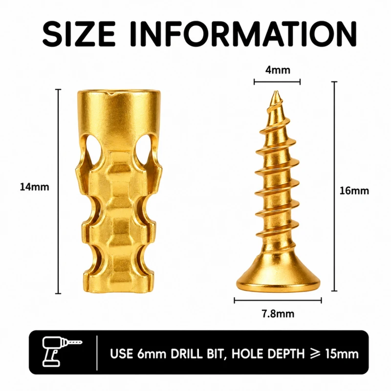 6x14mm Door Hinge Thread Repair Screws 30/60Pcs Short Expansion Wall Anchors for Cabinet Tile Stone Partition Stripped Fixer