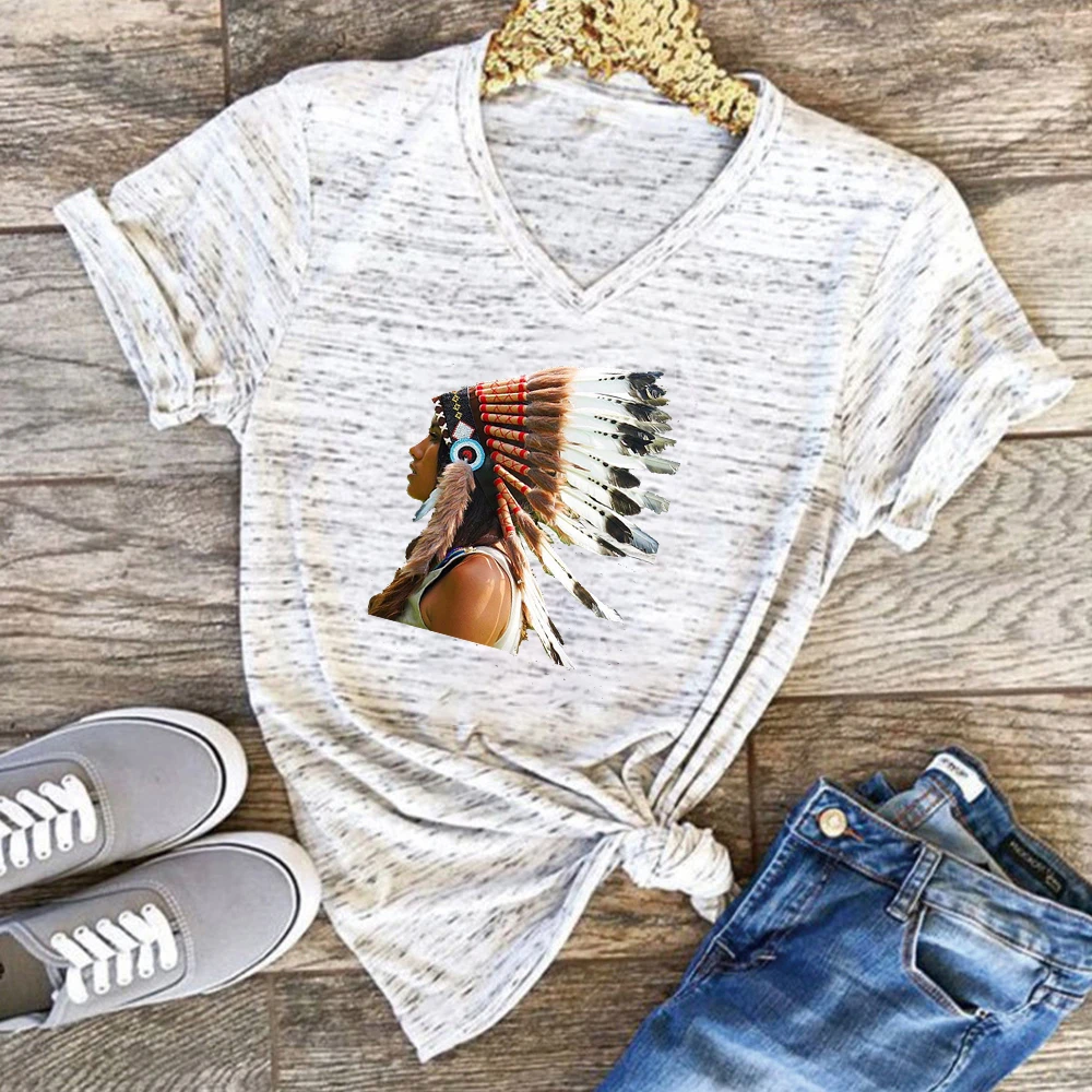 Bohemian Women Shirts Female T-shirt Summer Indian T Shirt Tops Clothes Aesthetic Tees