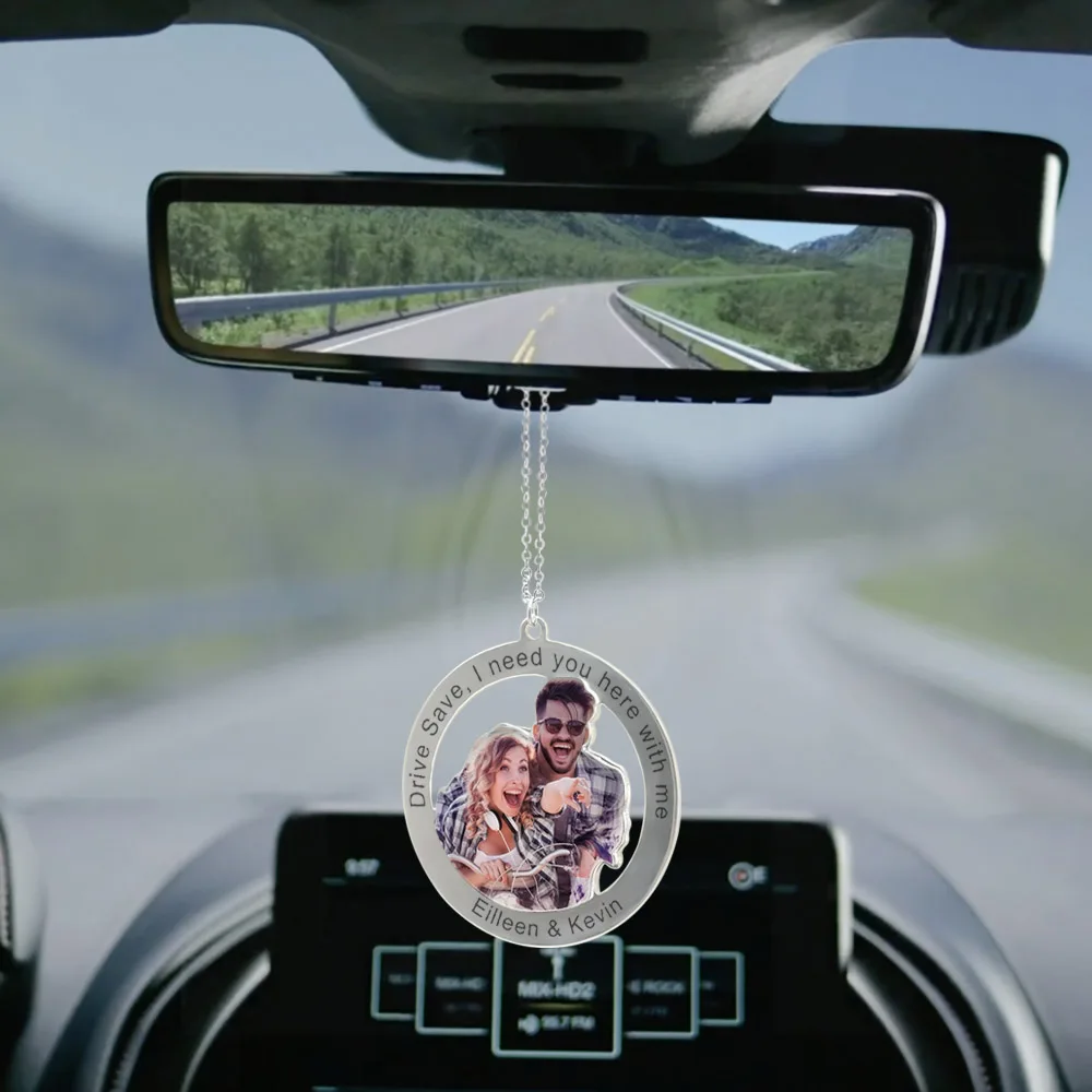 

Personalized Car Pendant Custom Photo Charm Automobiles Rearview Mirror Hanging Pendant Car Ornament Car Interior Accessories