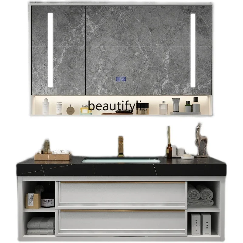 

25LDLight Luxury Stone Plate Bathroom Cabinet Combination One Wash Basin Face Washing Washstand Bathroom Basin