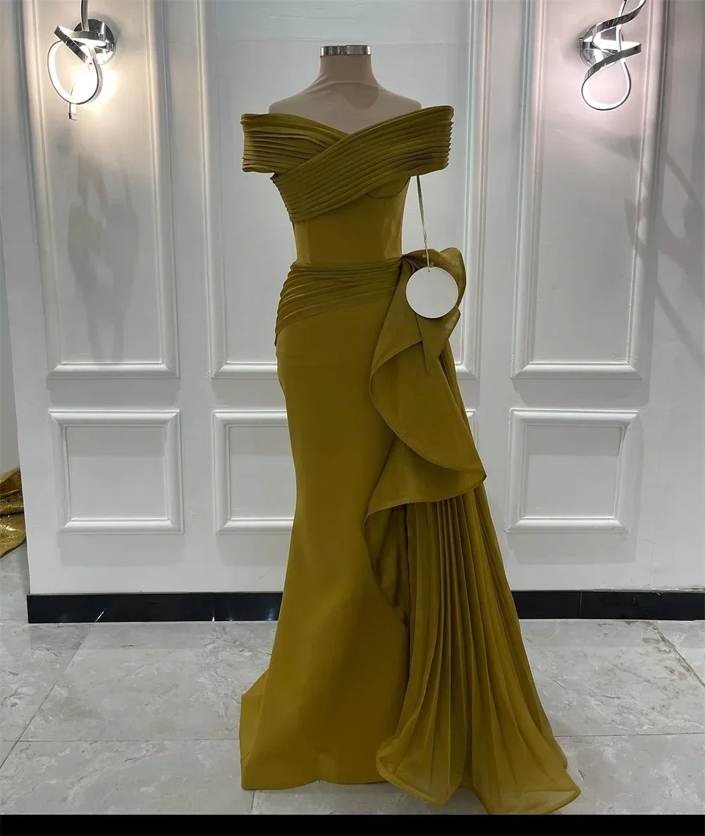 Prom Dress Formal Saudi Arabia Dearin Off-the-shoulder A-line Floor Length Skirts Ruffle Bespoke Occasion Dresses Evening Gown