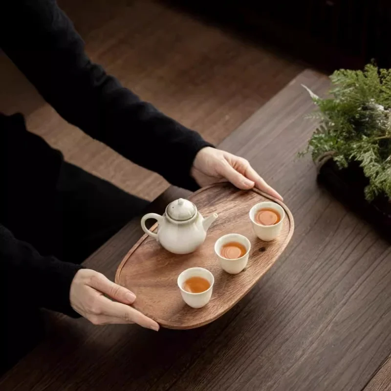 

Walnut Tray Solid Wood Kettle Bearing Simple Hotel Tea Tray Single-layer Pot Holder Rectangular Household Dry Brewing Table