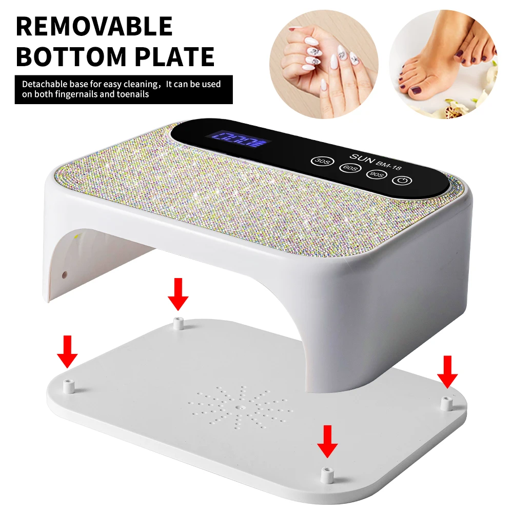 Manicure Smart Sensing UV Lamp with Removable Bottom Plate 42pcs Dual Light Source Lamp Beads Portable Nail Dryer for Home Salon