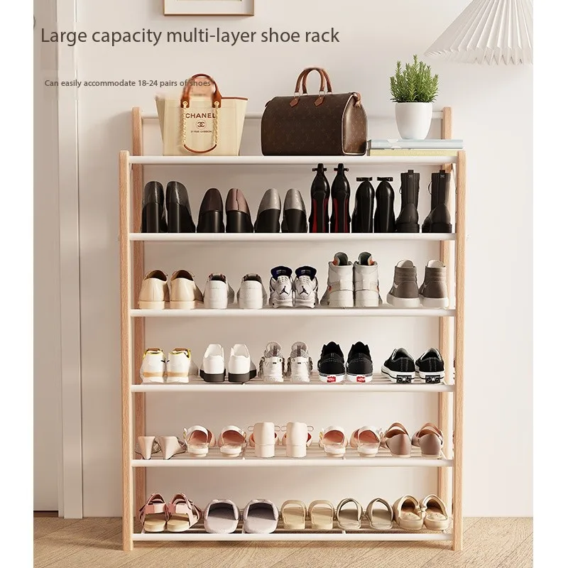 Foldable Solid Wood Shoe Rack Space-Saving Installation-free Indoor Shoe Rack Multi-Layer Simple Shoe