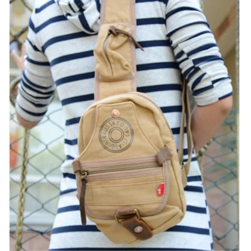 

Cross-body chest bag men's canvas close-fitting multi-pocket shoulder bag travel portable bag