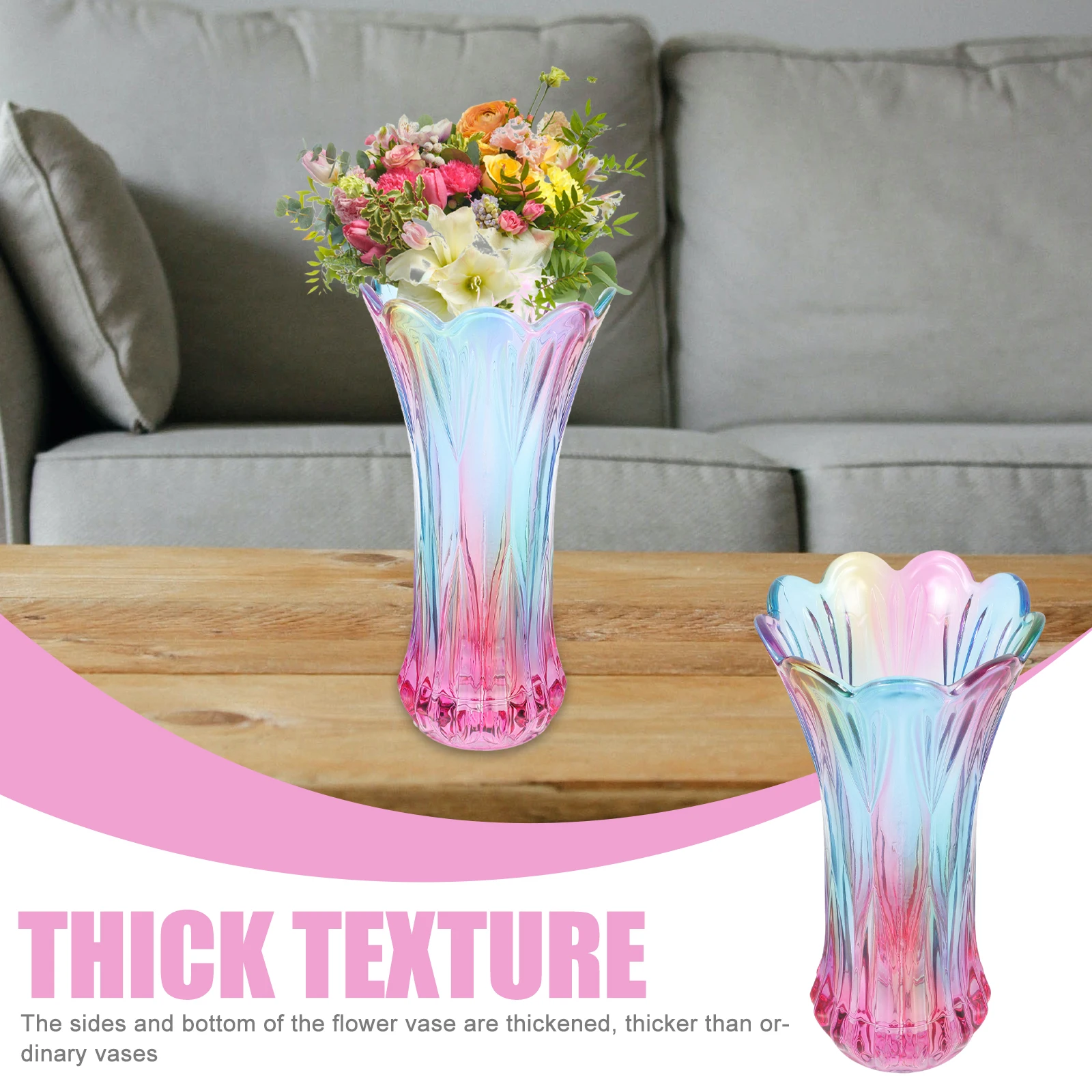 

Crystal Glass Vase Thickened Design Elegant Flower Display for Home Office Restaurant Decor Modern Colored Vases for Flowers