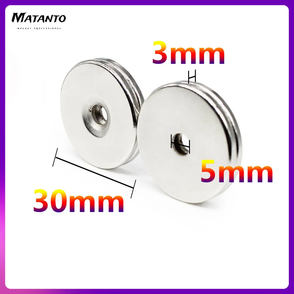 1/2/5/10/15/20/30PCS 30x3-5 Round Strong Powerful Magnets 30*3 mm Hole 5mm 30x5 Disc Countersunk Search Magnet 30x3-5mm 30*3-5