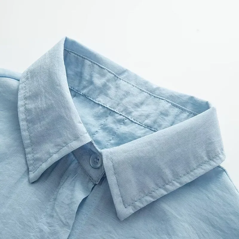 قميص نسائي بلايز امرأة 2025 قمة أنيقة خمر قمصان قصيرة الأكمام الإناث الدنيم بلوزة سوداء بيضاء الصيف تخفيف