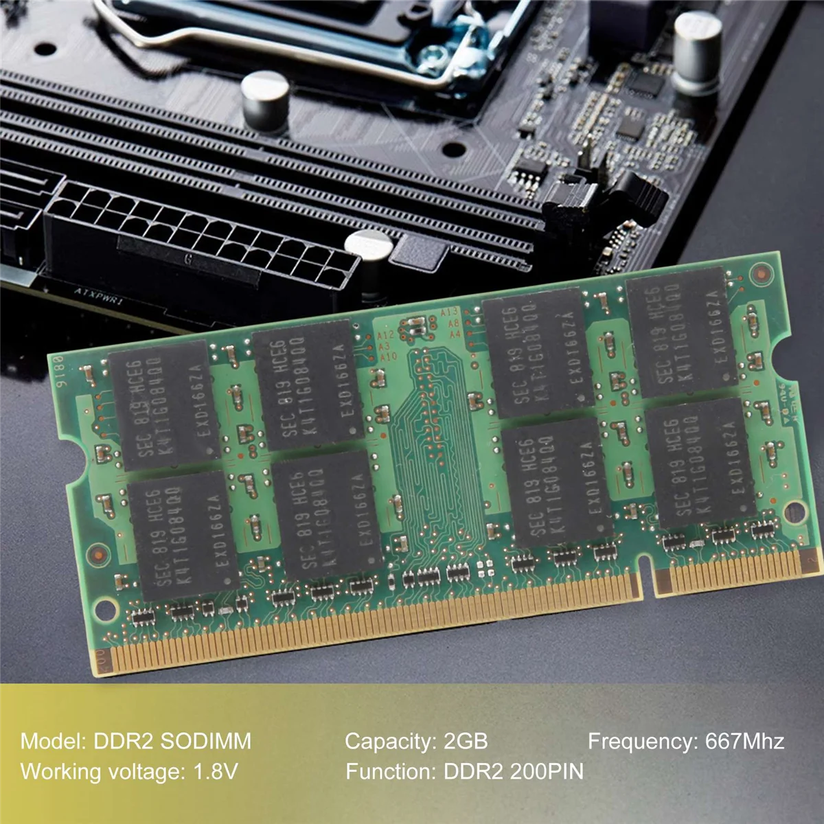 ذاكرة الوصول العشوائي DDR2 2GB 667Mhz PC2 5300 ذاكرة الوصول العشوائي للكمبيوتر المحمول 1.8V 200PIN SODIMM لـ Intel AMD