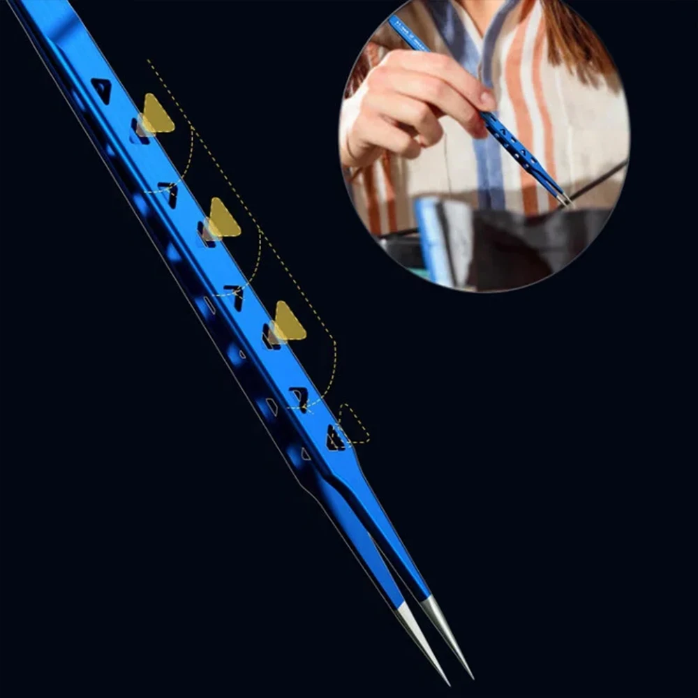 Aac-14 Stainless Steel Non-magnetic High Hardness Precise Tweezers 8 Hollows Heat-dissipating Phone PCB IC Chip Repair LK-AA110