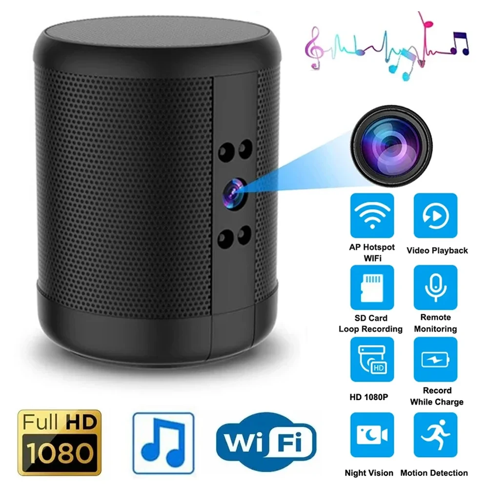 1080P HD Mini Wifi Camera Bluetooth Speaker Home Security Surveillance Two-way Remote Intercom Night Vision Cam 3600mah Battery