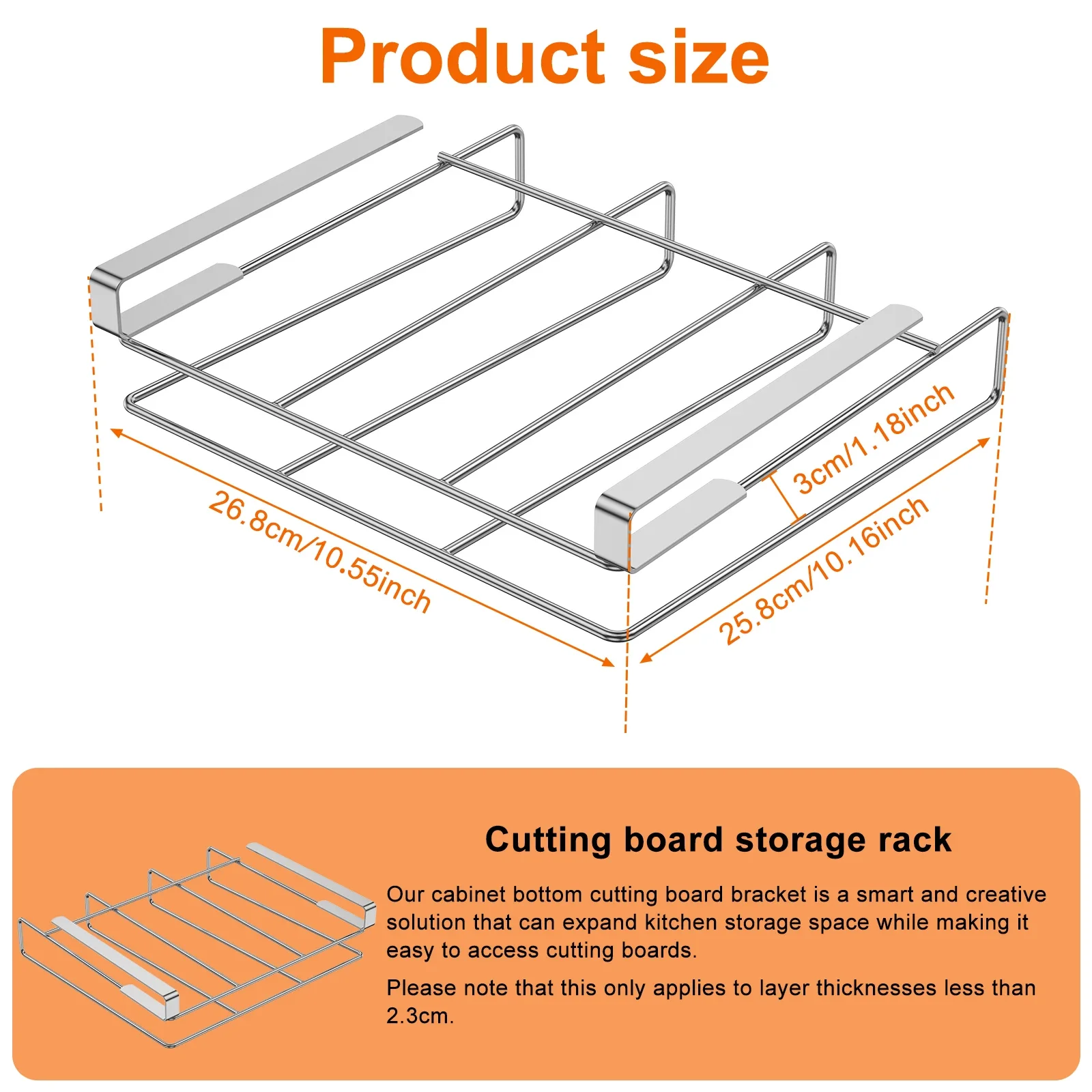 Soporte organizador para tabla de cortar debajo del gabinete, tabla de cortar colgante para cocina, tapa para olla, estante de almacenamiento de utensilios de cocina de acero inoxidable