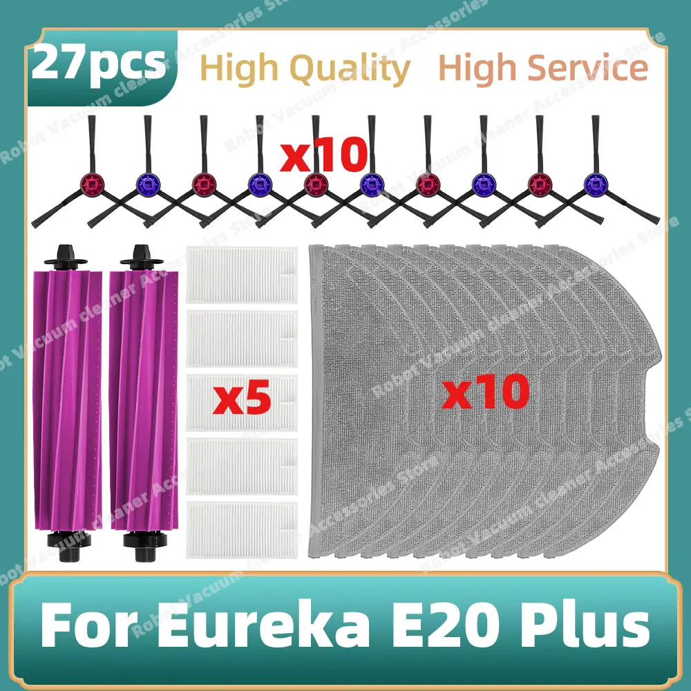 Kompatibel für Eureka E20 Plus Hauptseitenbürste Hepa-Filter Mopp Tuch Lappen Ersatzzubehör