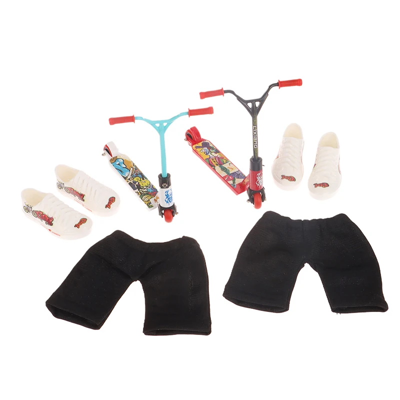 1Set Vinger Scooter Speelgoed Vinger Speelgoed Skateboards Met Broek Schoenen Mini Skateboard Vinger Speelgoed