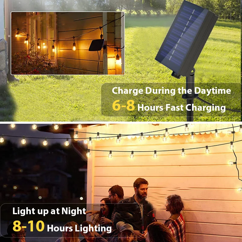 Outdoor Garlands LED Solar Power String Lights G40 Bulbs Fairy String lights Wedding Party Garden Lamp For Holiday Lighting