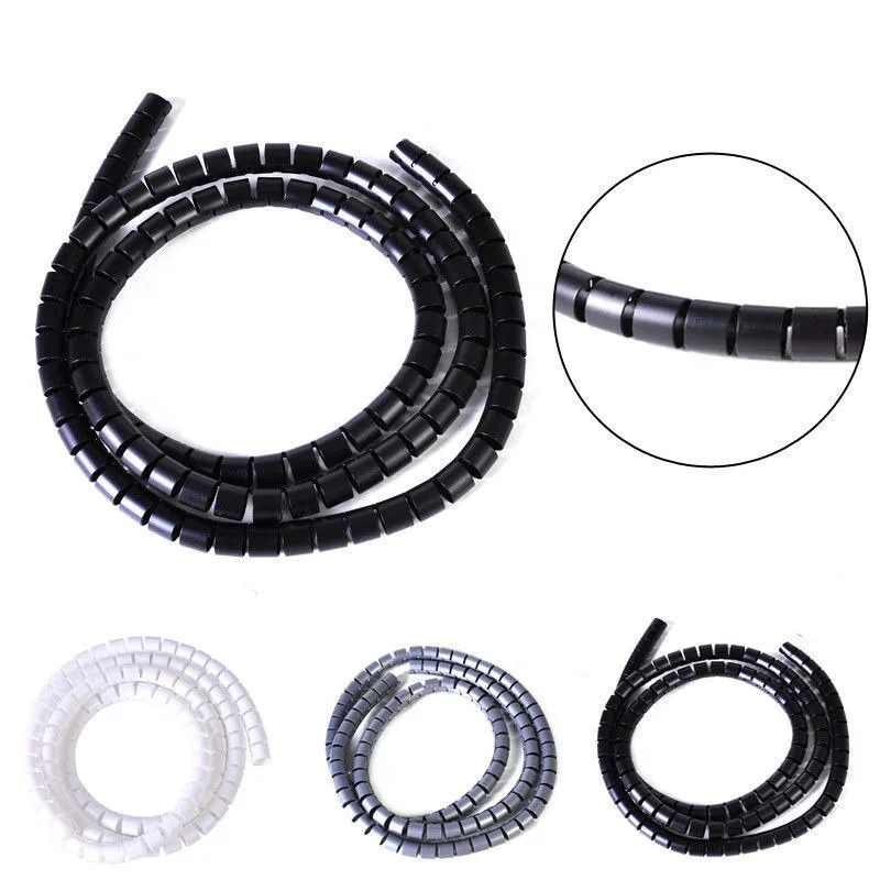 2Meters 8mm 10mm 28mm Line Organizer Pipe Protection Flexible Spiral Wrap Winding Cable Wire Protector Cable Sleeve Cover Tube