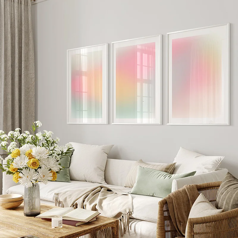 Pastel Gradient Aura Canvas Poster Print Modern Home Decor Dorm Coquette Pastel Wall Art Painting Living Room Decoration Picture