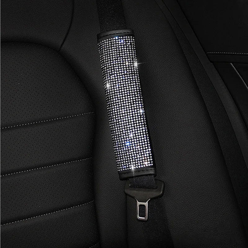 Bling Bling Rhinestones Crystal Car Handbrake Cover Gear Shift Collars Cover Seat Belt Cover Pad Car Accessories Interior Woman