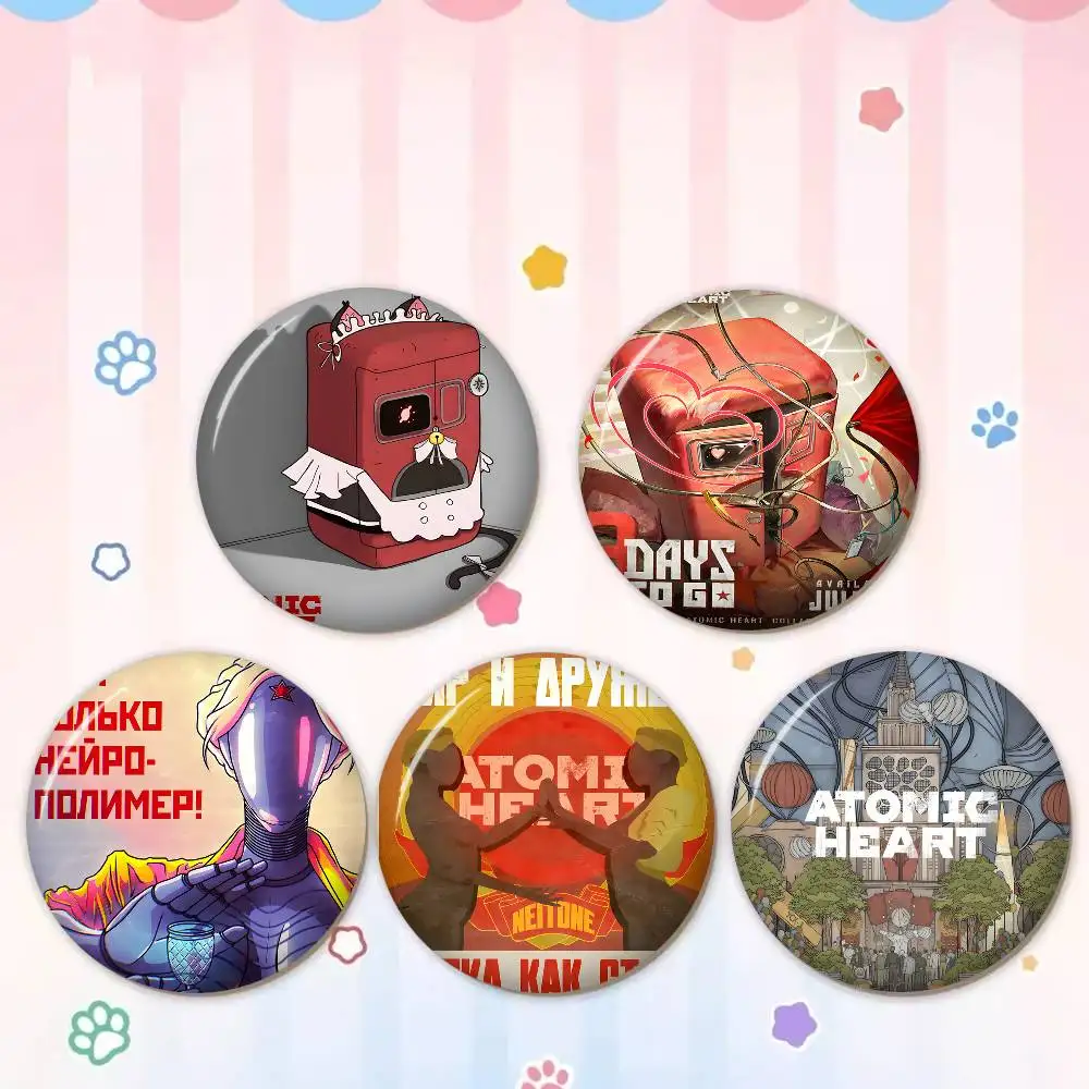 A-Atomic H-Heart Movie Tinplate Pin Button Custom Anime Role Old-school Brooch Cartoon Collar Badge Jewelry Gift Fans