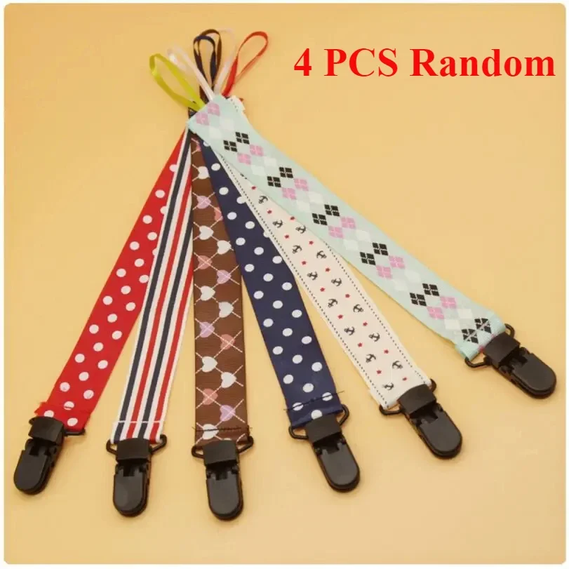 4 PCS Set Baby Canvas Pacifier Clip Infant Newborn Cotton Colorful Pacifier Chain Essential for Children When Riding A Stroller
