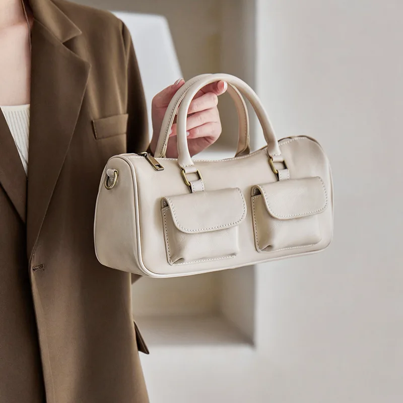 

Натуральная кожаная сумка для женщин 2026: Новая модная сумка-подушка с множеством карманов, простая ретро-сумка для поездок на работу, на плечо, через плечо