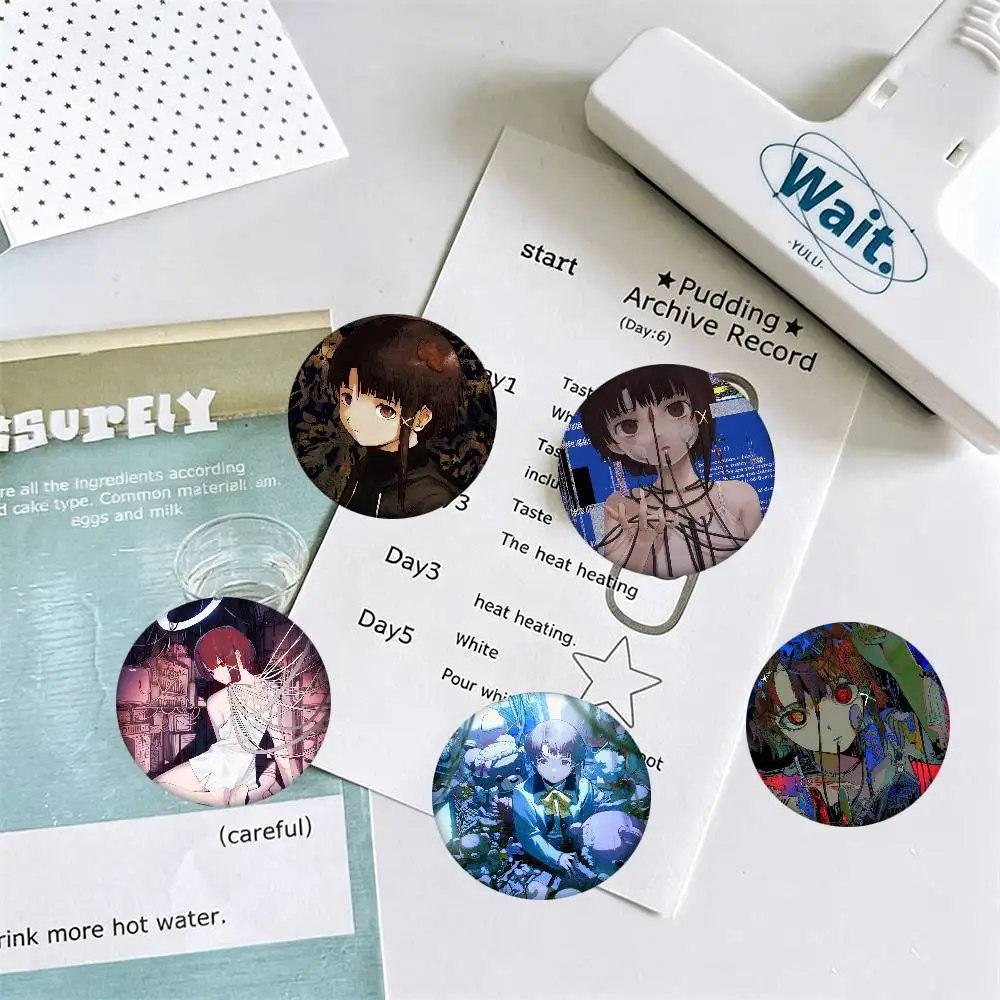 Serial Experiments Lain Round Badge Creative Brooch Clothing Backpack Accessories Lapel Pin