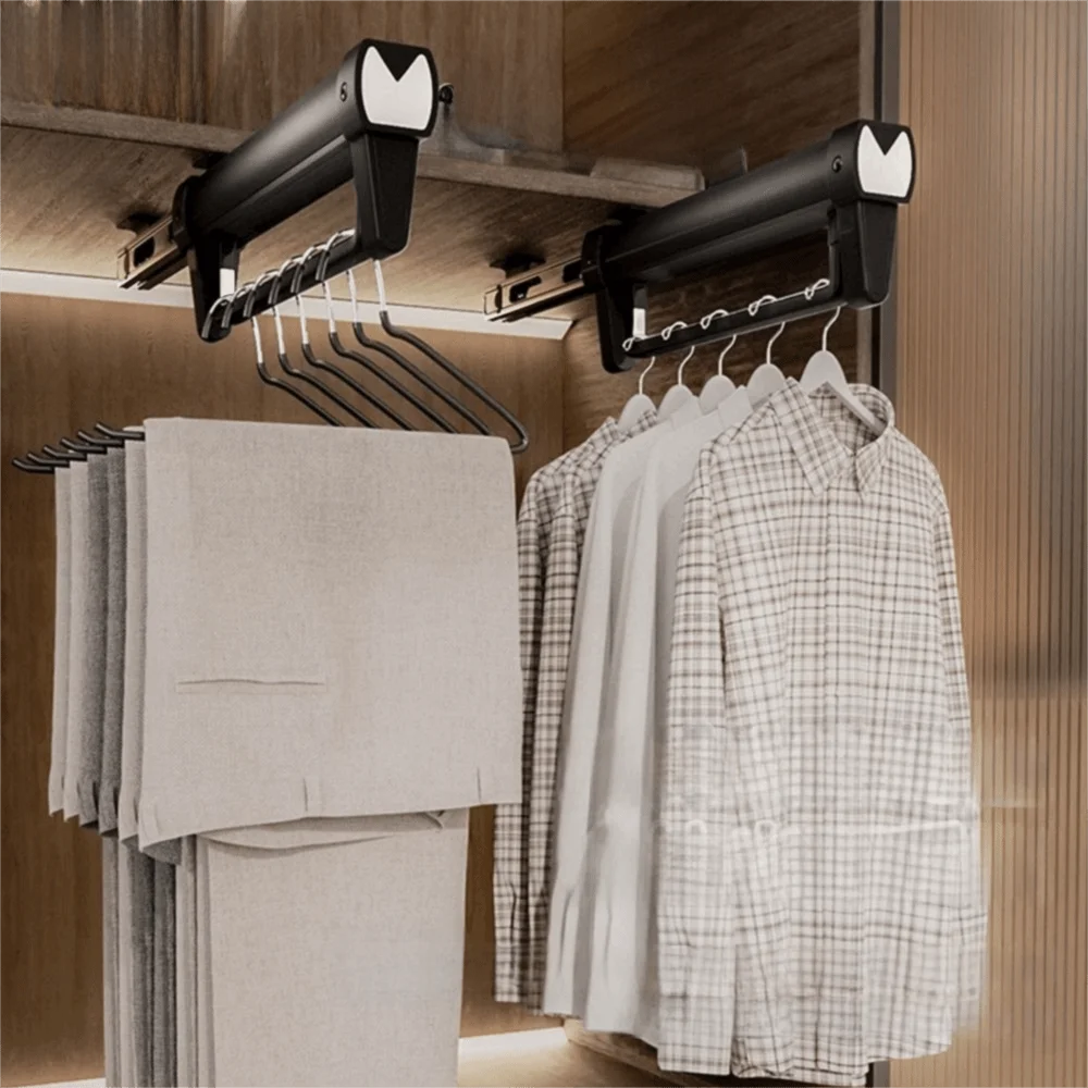 

Прочная сверхмощная вешалка для брюк из алюминиевого сплава, выдвижная выдвижная вешалка для брюк, экономия места, стержень для хранения одежды для дома