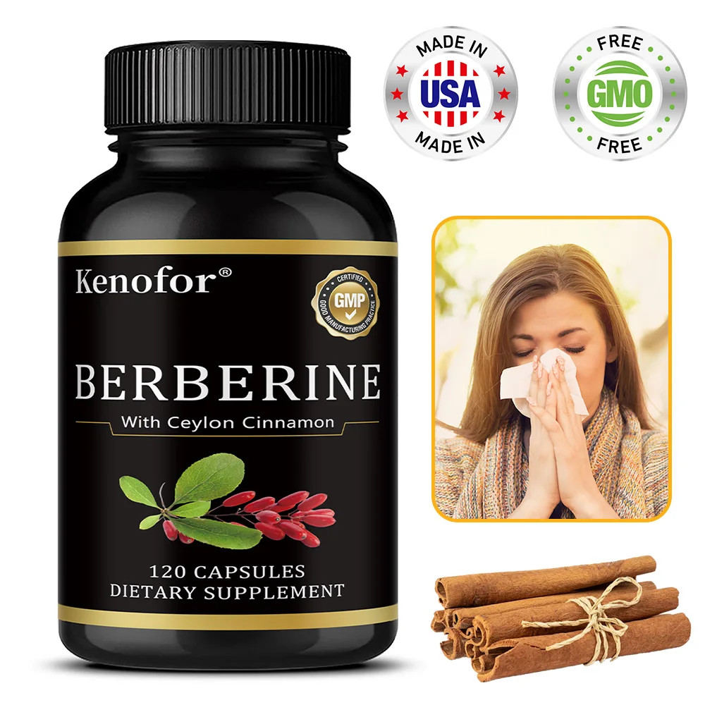 Berberine + Ceylon Cinnamon, High Potency Berberine HCL Supplement for Immune Support, Vegan, 120 Count