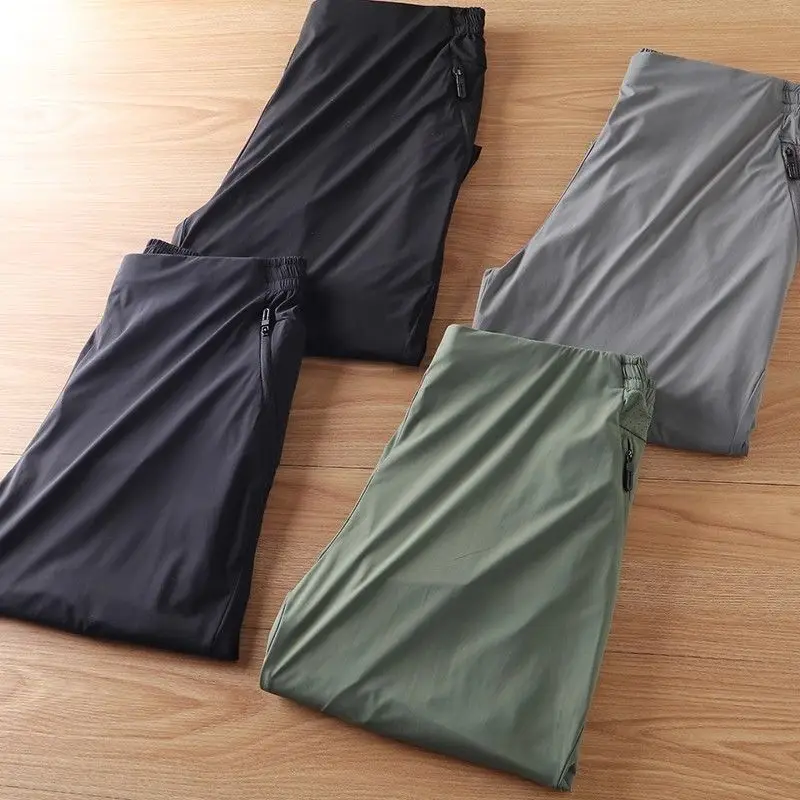 Summer Spring Lightweight Casual Ice Silk Pants Waterproof Plus Size Harem Trousers