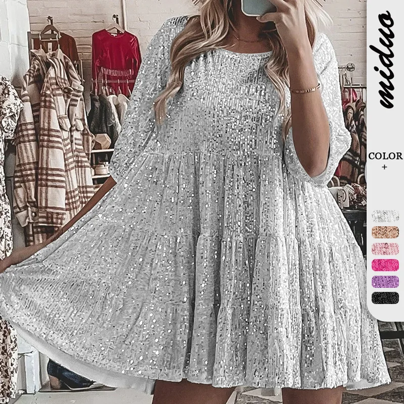 

Popular Mini Dresses for Women Fashion Party Night Club Loose A-line Short Dresses Streetwear Ladies Vestidos Spring Summer 2024