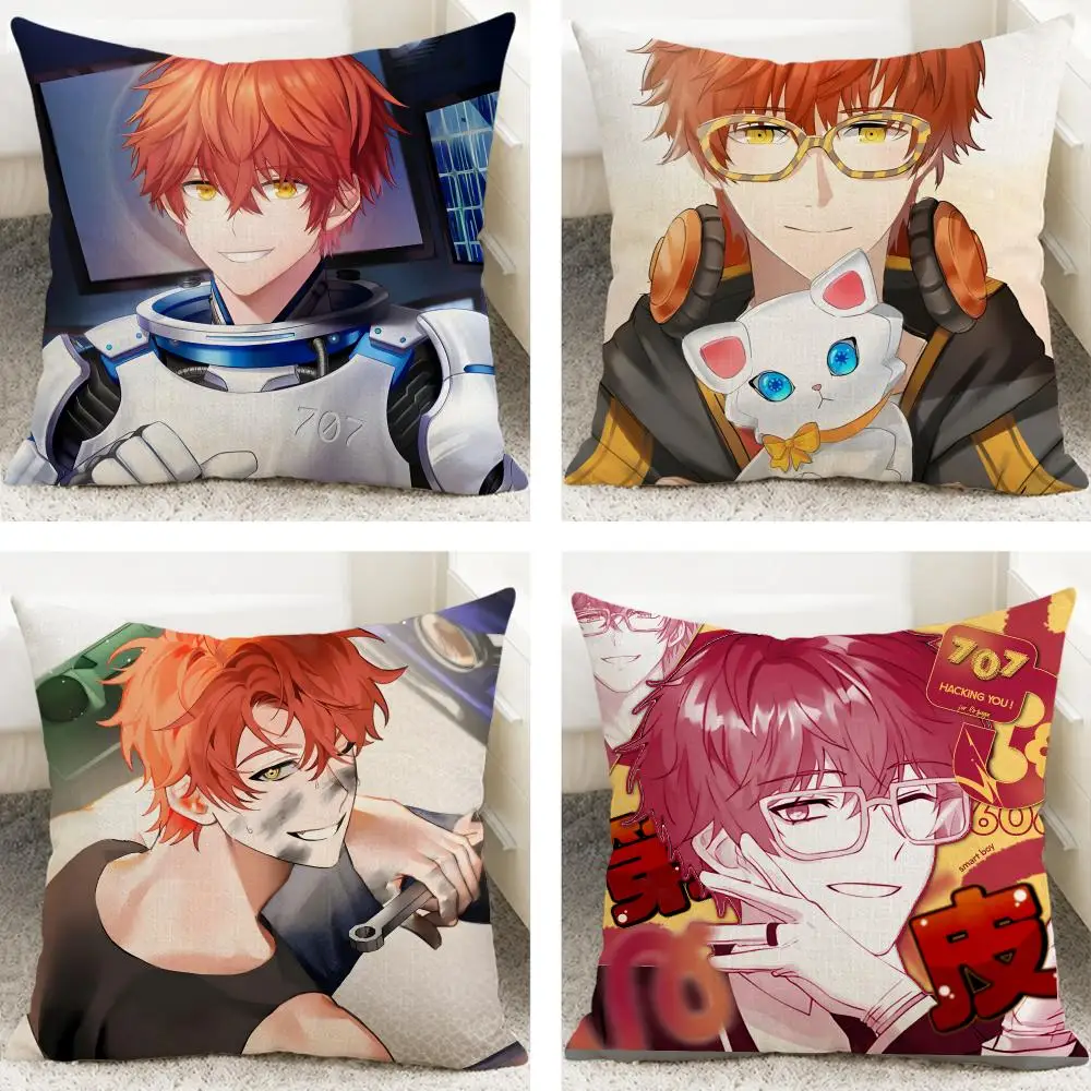 Game Mystic Messenger Seven Cushion Cover Cushion Covers Natural Linen Breathable Sofa Bedroom Decor Pillowcase