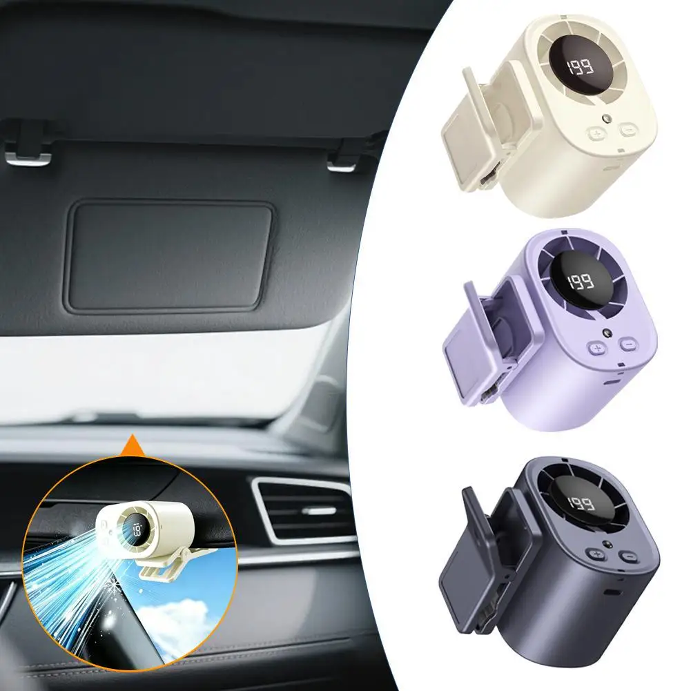 USB Recharge Clip-on Mini Cooling Fan with Digital Display, Multifunctional Portable Neck & Waist Fan for Outdoor Summer Use