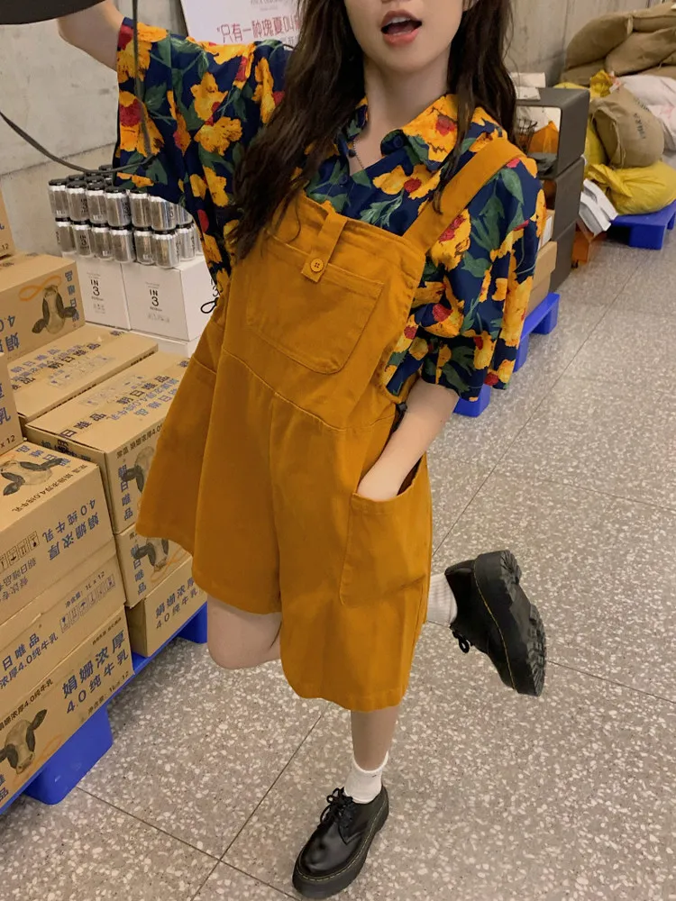 Solid Color Suspenders Overall Pants Women Summer 2026 New Design Salted Style Plus Size Trendy Orange Jumpsuits