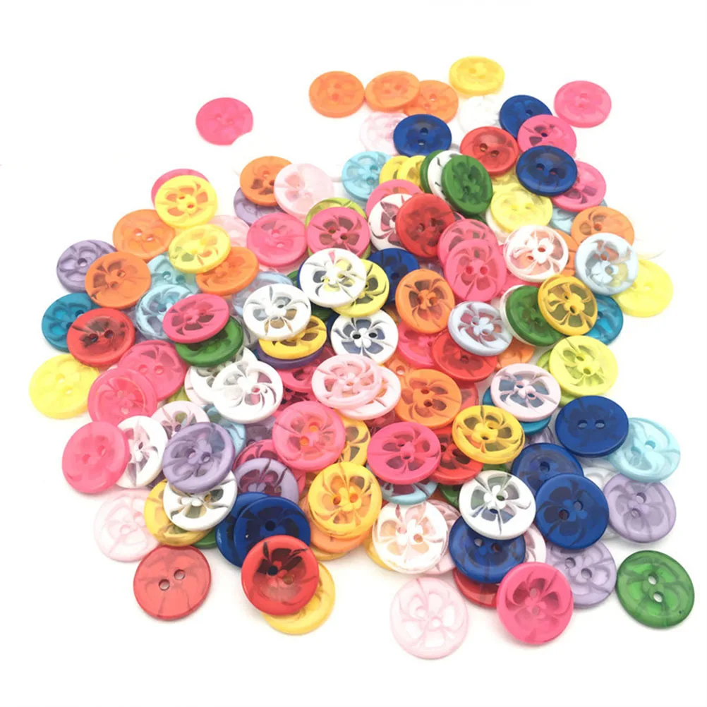 

300Pcs Butterfly Flower Buttons Resin Two Holes Sewing DIY Craft Supplies for Kids Clothing Shoes Bags Scrapbooking Plastic