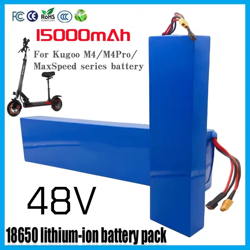 

48V 15Ah 15000mAh 13S4P 18650 lithium battery pack with BMS, suitable for Kugoo M4/M4 Pro/Max Speed battery replacement.