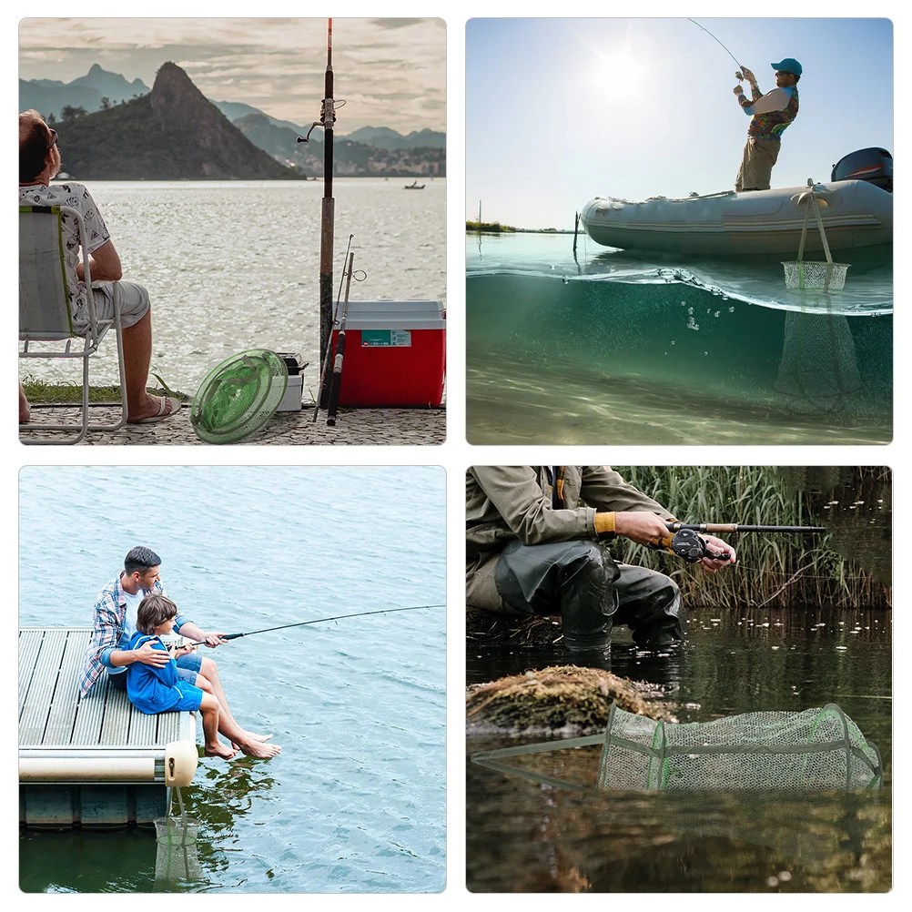 

Collapsible Fishing Catch Net Reusable Nylon Fish Basket with Thickened Coating Mesh for Easy Storage and Quick Drying