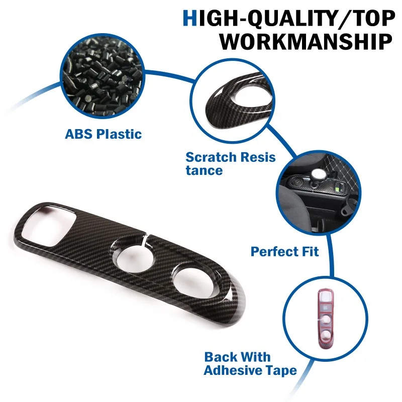 ABS Carbon Fiber Texture Car Center Console Gear Shift Panel Cover Trim Stickers For Mercedes Smart 451 Fortwo 2009-2015