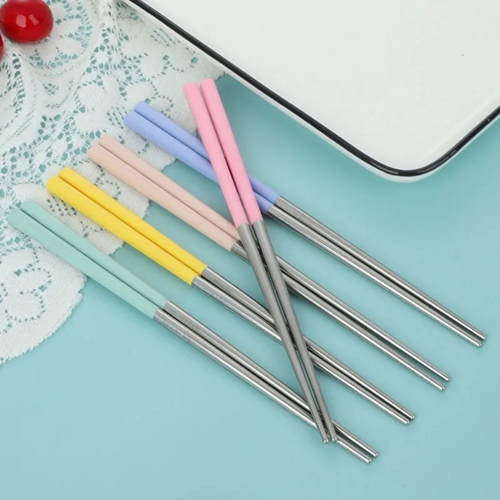 Macaron 304 Stainless Steel Chopsticks Non‑slip Reusable Metal Chopsticks Food‑safe Tableware for Home Restaurant Daily Eating