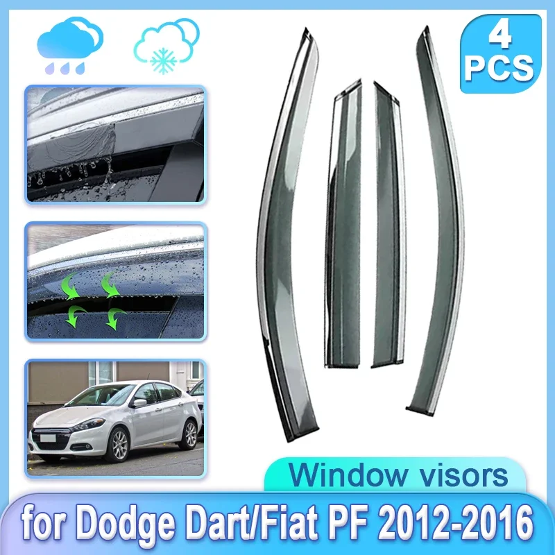 4x Deflectors for Dodge Dart Fiat PF Viaggio 2012~2016 Acessories Rain Guard Shades Weathershield Door Visor Wind Accessories