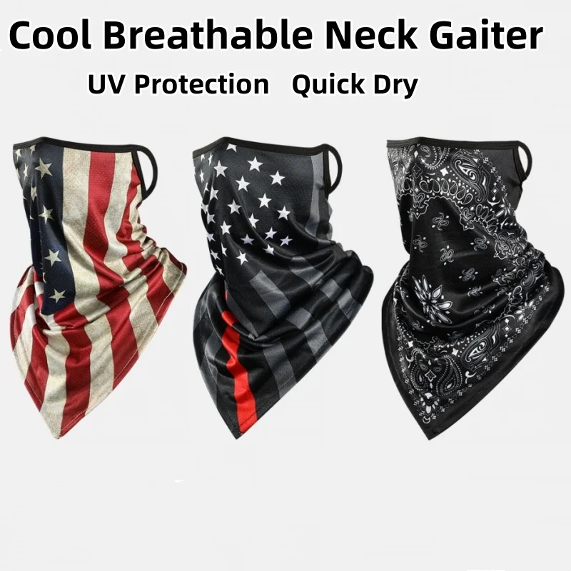 Mens An-ti UV Face Mask Neck Wraps Printed Gaiter Bandana Outdoor Breathable Quick-Drying Sunshade Headscarf Men Cycling Scarf
