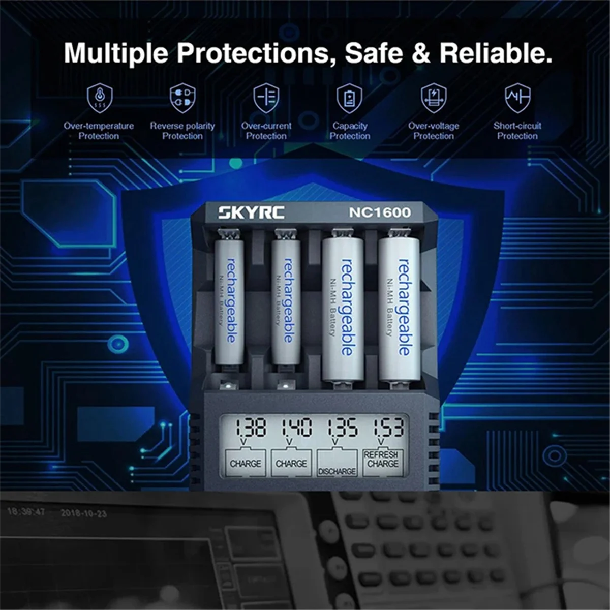 

SKYRC NC1600 Зарядное устройство AA/AAA NiMH NiCr Зарядное устройство с анализатором Портативное универсальное зарядное устройство ABVD