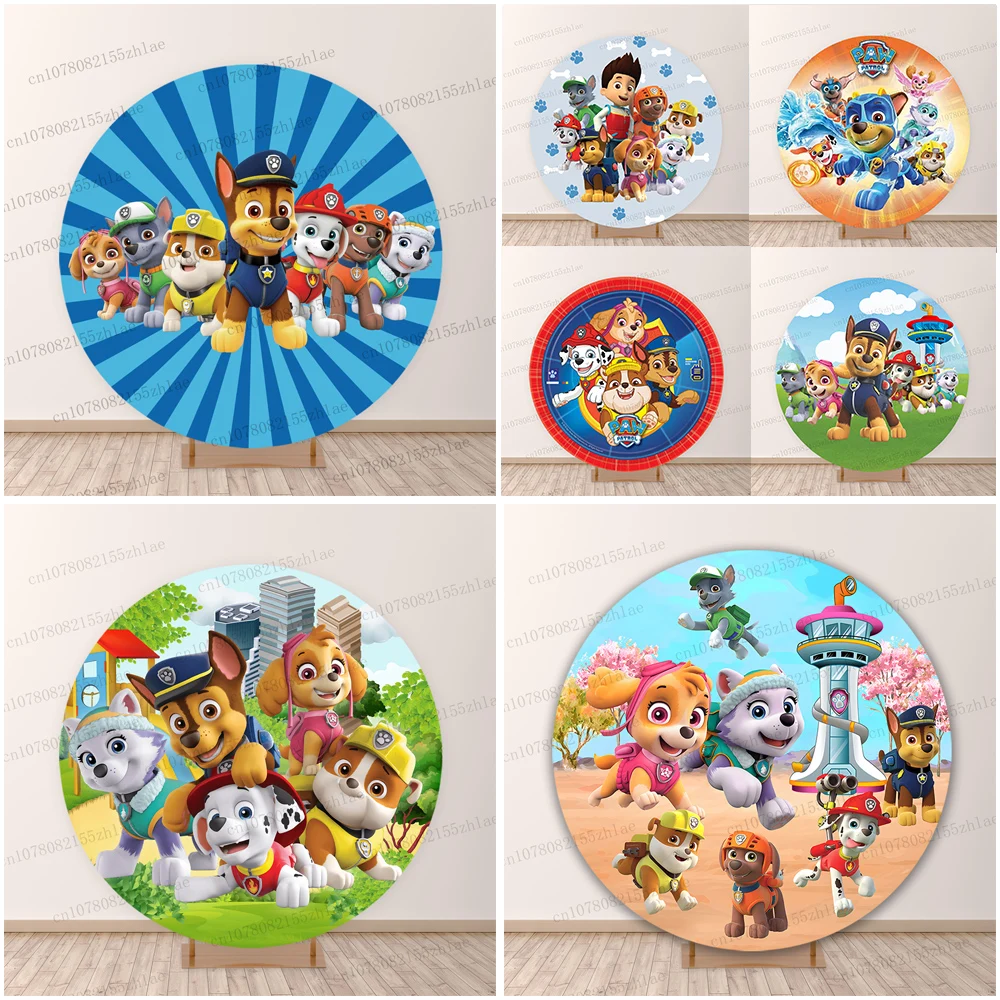 Paw Patrol Round Photo Backdrop Birthday Party Background Cloth Baby Shower Background Decoration
