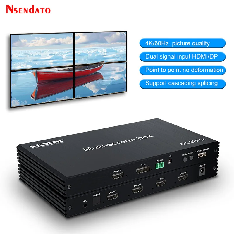 4K 60Hz HDMI DP Video caja multipantalla 2X2 HDMI Video Vall controlador empalmador 1x3 1x4 2x1 3x1 4x1 para TV PC Monitor proyector