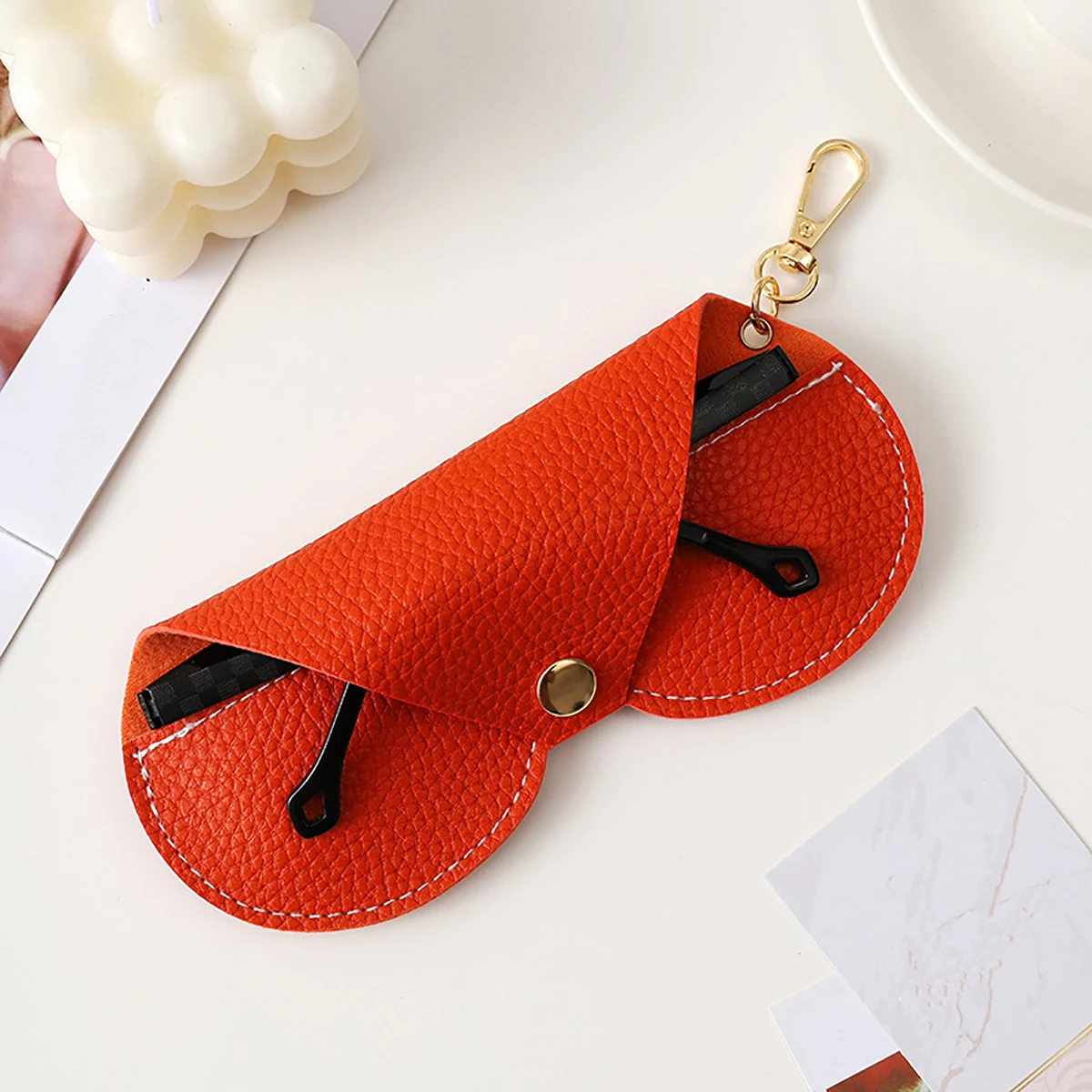 1pc Portable PU Glasses Bag Foldable Travel Sunglasses Case Simple Glasses Storage Box Travel Glasses Case Holder Pouch Cases