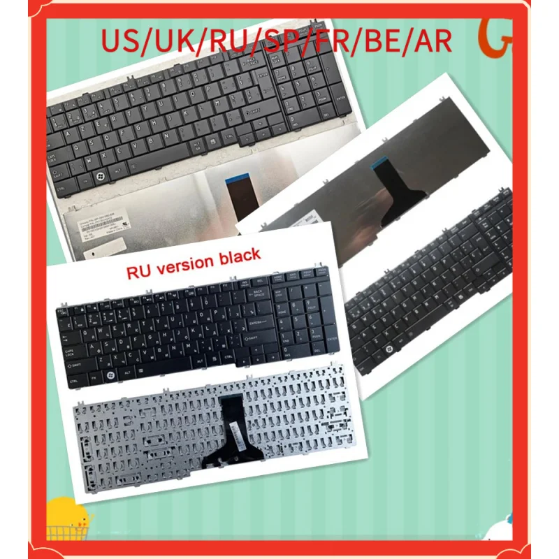 Клавиатура для ноутбука США/Великобритании/RU/SP/FR/BE/AR для Toshiba C650D C650 L650D L655 L670 L660 L675 C660 C655