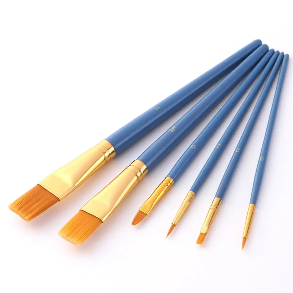 Nylon Bristle Paint Brush Set Mixed Size Sponge Foam Brushes Art Supplies for Wall Face and Canvas Painting
