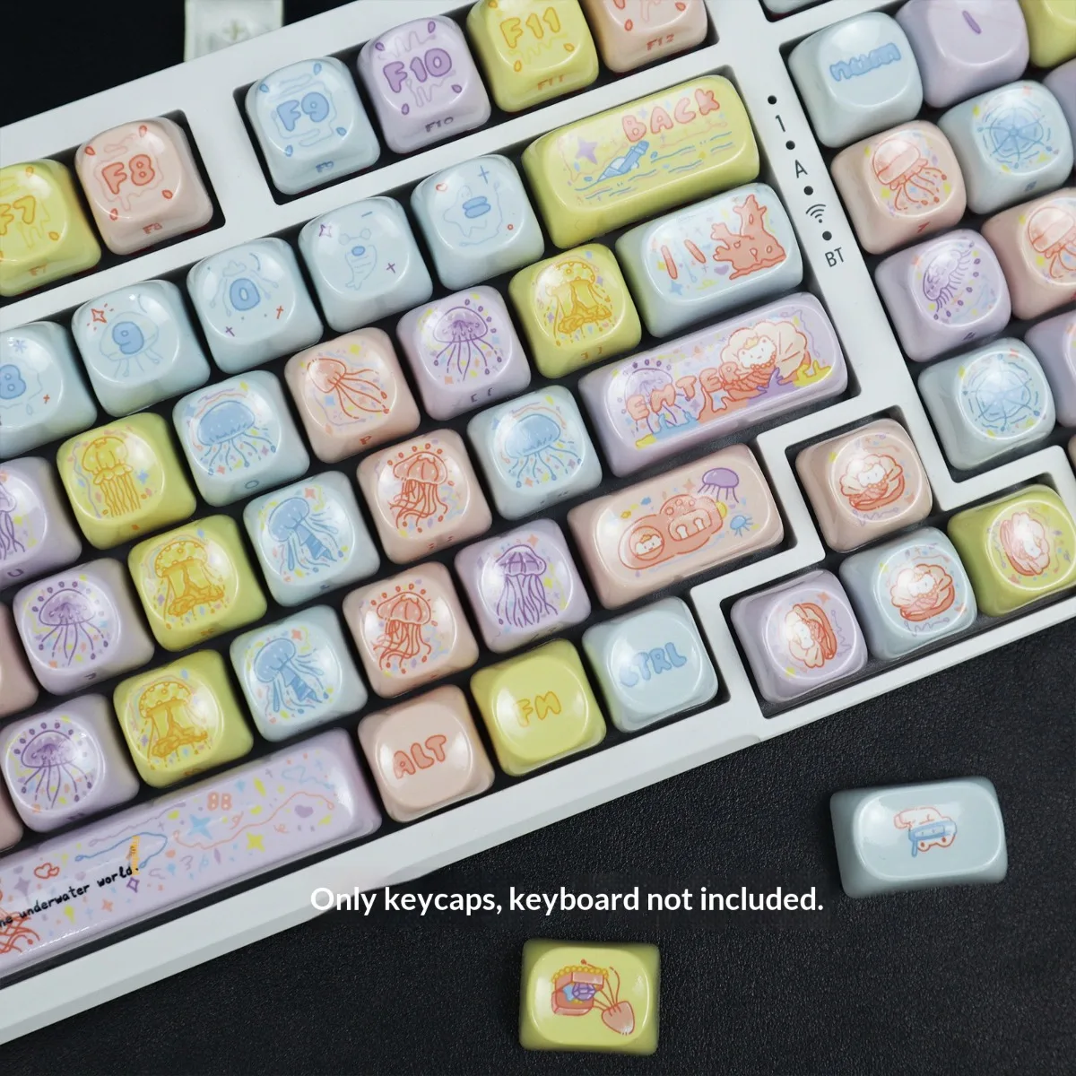 Jellyfish Cute Keycap 134 Keys MOA Height DIY Game Keycaps For MX Switch Mechanical Keyboard Office Gaming Accessories