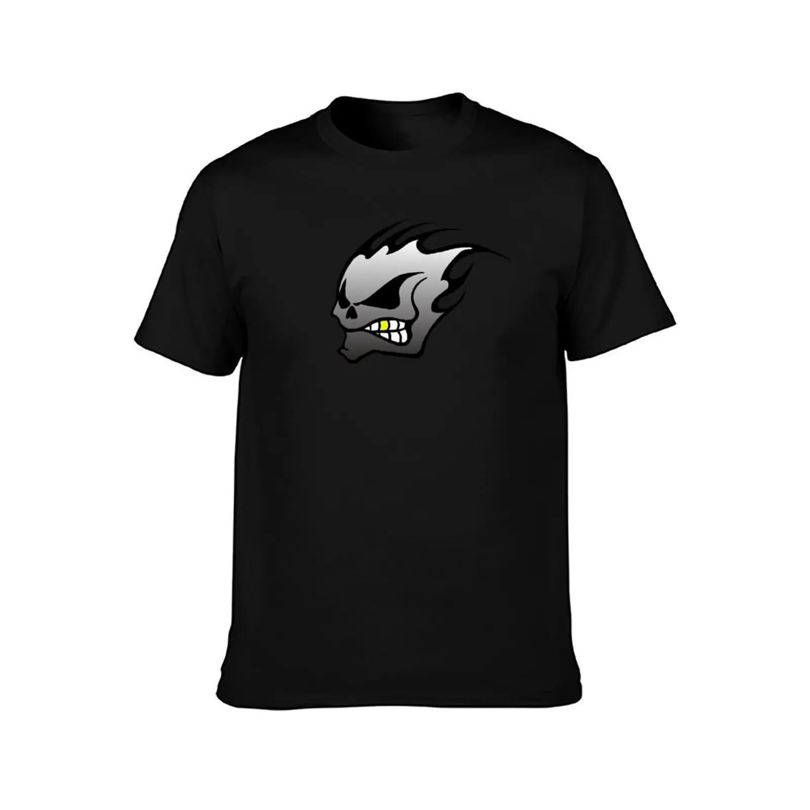 SkullHead Golden Tooth T-Shirt, Summer Casual Cotton Tee, Oversized Streetwear Tops, Vintage Graphic Print, Unisex Men Women
