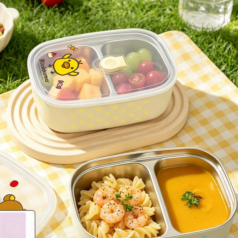 Cute Rabbit Rilakkuma Stainless Steel Lunch Box Divided Meal Box Bento Box Portable Tableware Suitable For  Workers Gifts